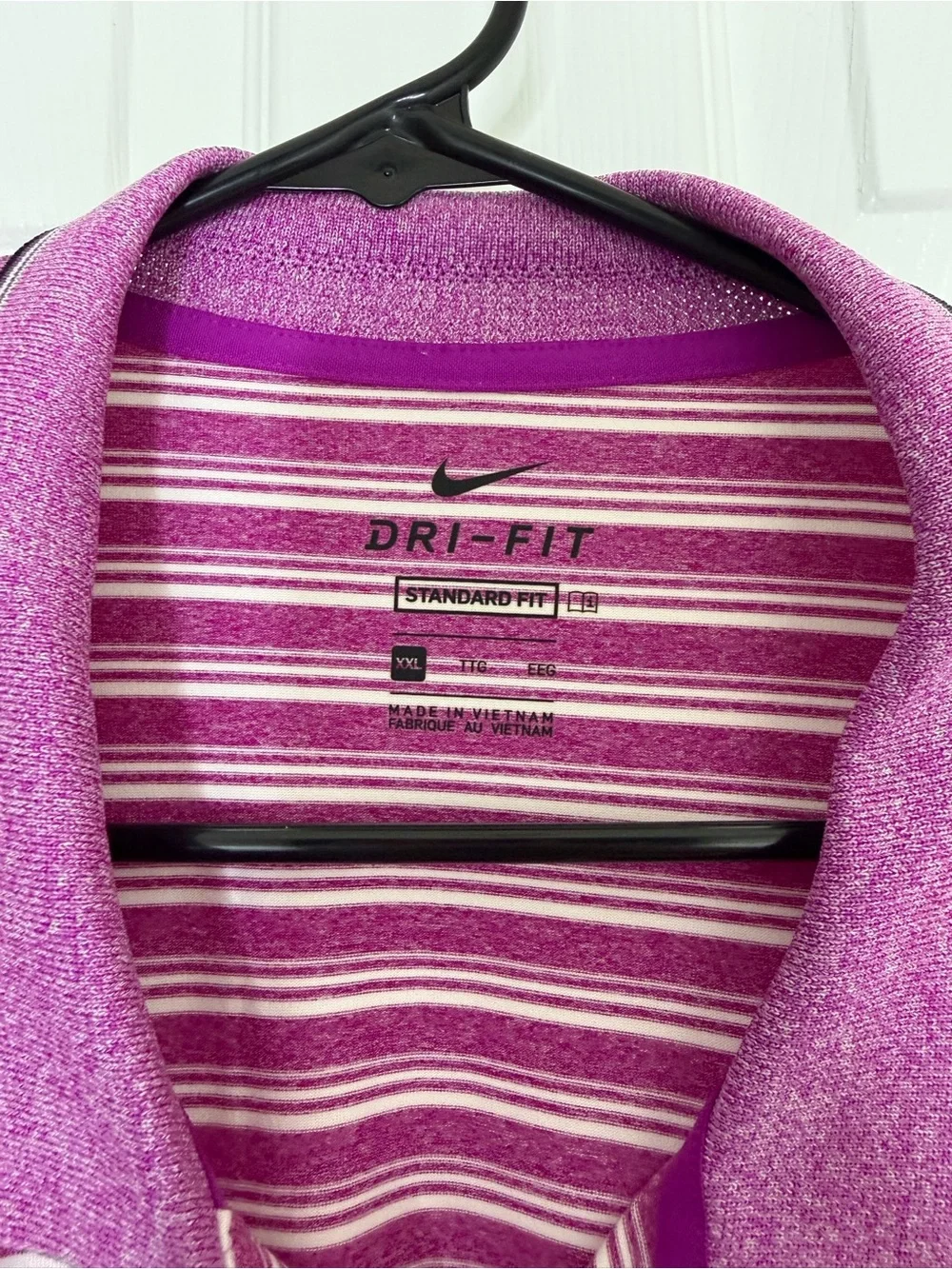 Nike Men’s Purple and White Striped Polo